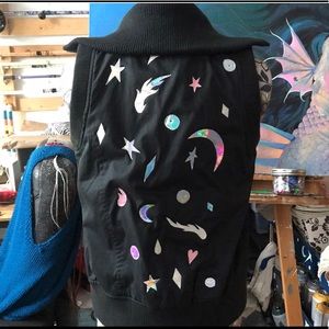 Hand Sewn Holographic Vinyl Shapes Vest